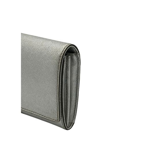 Michael Kors Metallic Silver Clutch Wallet*Jet Set Large Carryall Trifold* - Picture 5 of 14